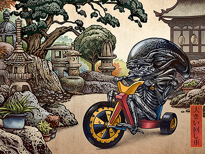 Big Wheel alien chet phillips illustration