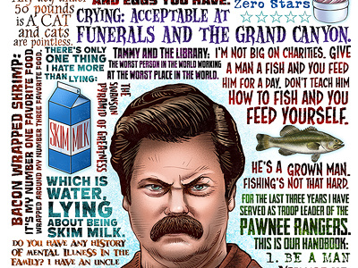 Give Me All The Bacon art chetart parks and recreation ron swanson tv show typography