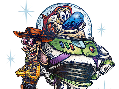 To Infinity, Eediot! cheart art print limited edition guzu gallery ren and stimpy toy story