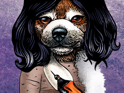 Bjärk björk digital dog humor illustration trading card