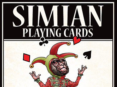Simain Card Box ape chet phillips humor monkey playing cards