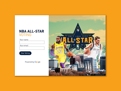 SLC All-Star Voting Landing Page basketball nba salt lake city slc sports ui uiux utah ux web web design webdesign website website design weekly challenge weekly warm up weeklyui weeklywarmup