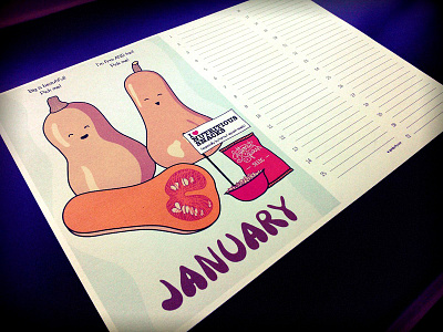 Seasonal eating monthly planner, "January" illustration planner