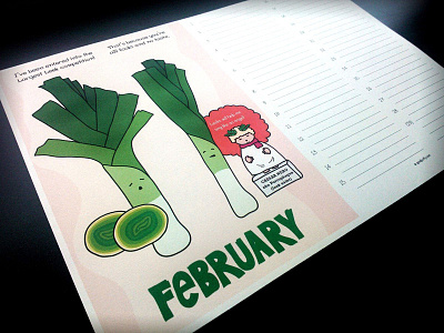 Seasonal eating monthly planner, "February" illustration planner