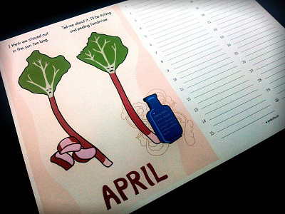 Seasonal eating monthly planner, "April" illustration planner