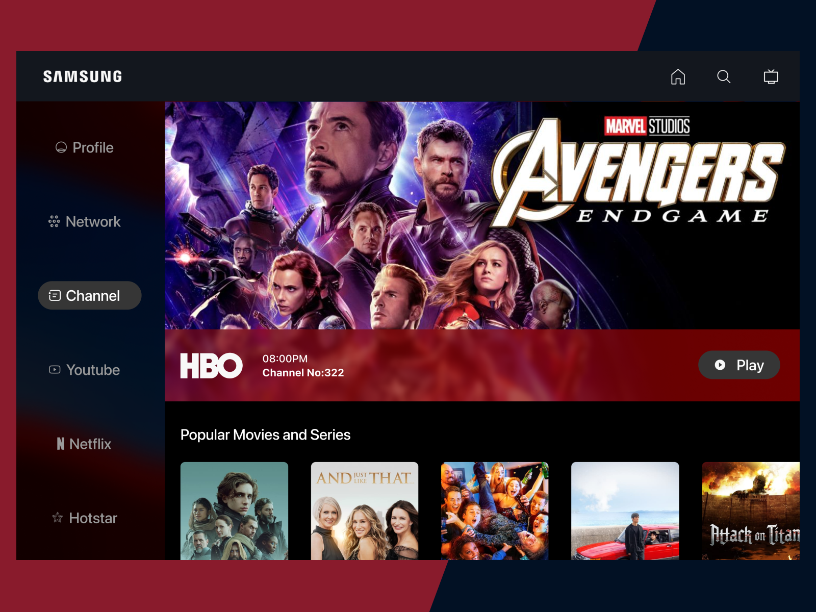 TV APP Screen by Adarsh RJ on Dribbble