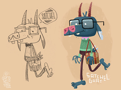 Satchel Goat animal boats character design digital art drawing goat illustration kids pencils photoshop sketch