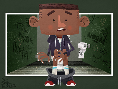 Toilet Boy animation background bathroom boy character design cubicle digital art embarrassed illustration ireland photoshop poop