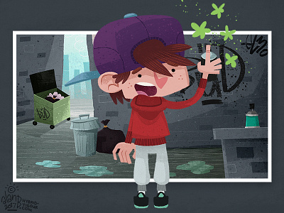 Buddy alley animation background character design digital art graffiti illustration ireland photoshop spray tagging teen