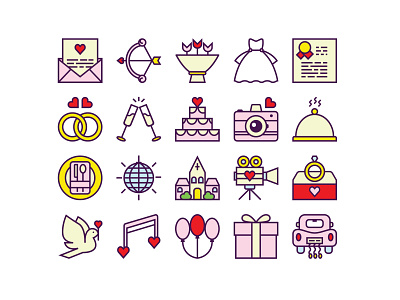 Wedding outline style icons design graphic design icon illustration vector