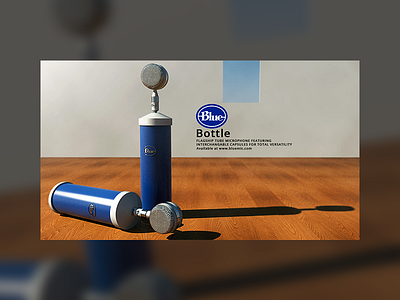 Blue Bottle Microphone Advertisement (Cinema4D + VRay) advertisement blue bottle cinema4d in microphone modelled vray