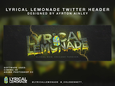 Lyrical Lemonade Twitter Header adobe cinema 4d cole bennett design header lemonade lyrical melt music music videos photoshop twitter yellow yellow logo