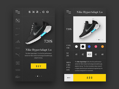 Sneakers e-commerce app concept e commerce mobile app mobile application nike sneakers