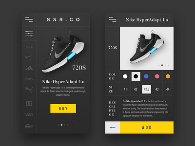 Sneakers e-commerce app concept