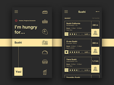 HUNGRY!? animation cousine food food locator locate meals search ui ux