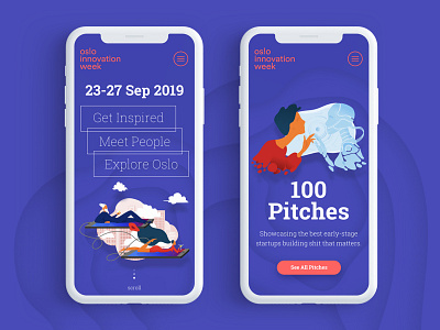 Oslo Innovation Week app conference illustration mobile app oslo ui