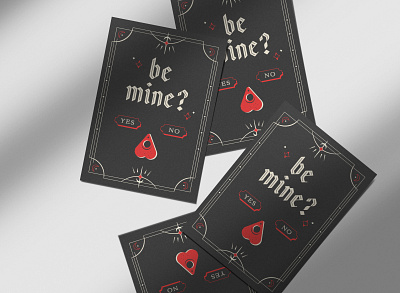 Be Mine be mine black letter illustration mystic ouija print valentine valentinesday