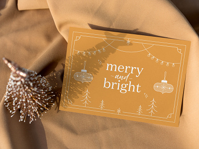 Merry & Bright Christmas Card bright card christmascard holidays illustration merry minimalistic monoline