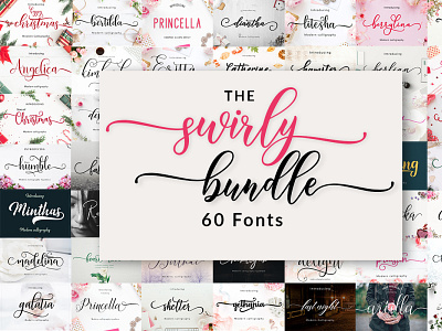 The Swirly Fonts Bundle branding bundle design illustration logo template vector