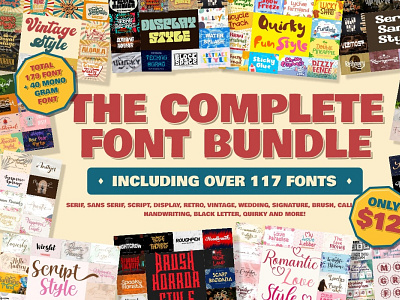 The Complete Font Bundle branding bundle design illustration logo template vector