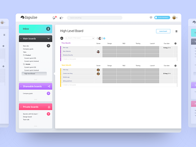 Dapulse layout concept awesome colors dashboard layout management project smooth ui ux
