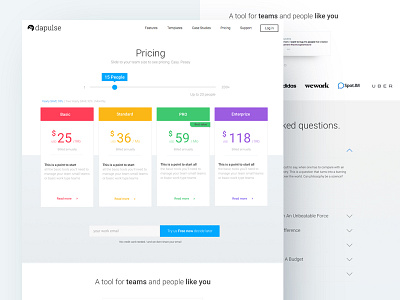 Pricing page clean dapulse design lean page pricing pricingpage ui ux