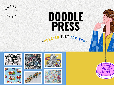 Doodle Press is a doodle art website. 3d animation branding design figma graphic design illustration logo motion graphics ui uiux