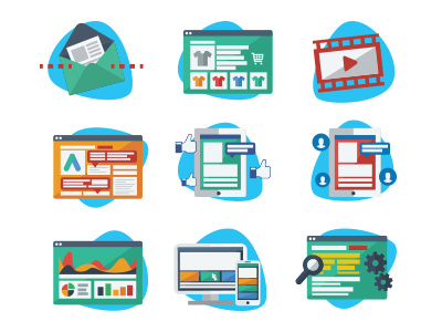 Icons for Brochure flat design icon