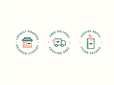 Coffee delivery icon badges branding iconography identity design illustration