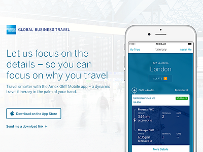 Amex Global Business Travel mobile app itinerary mobile app travel