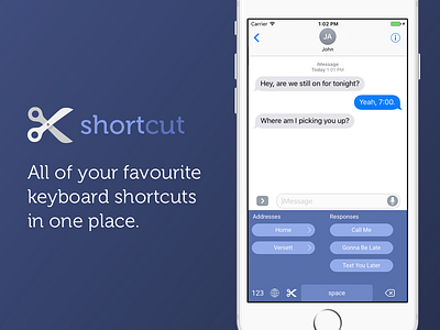 Shortcut ios keyboard mobile app product design ux design