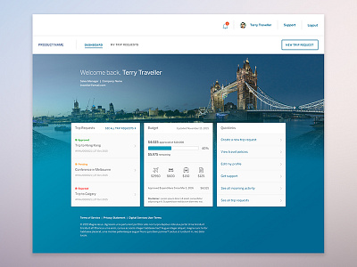 Travel Request Dashboard dashboard product design travel ux web
