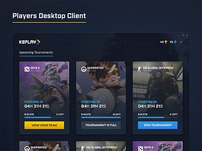 K2PLAY Players Desktop Client desktop desktop app esports gaming app