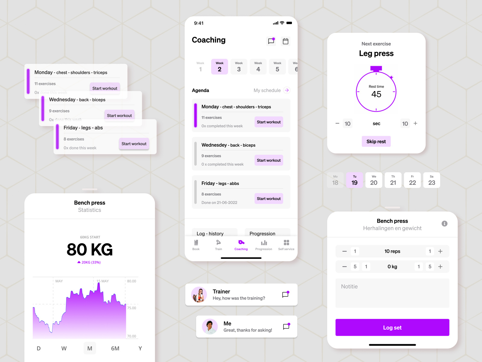 Fitness app components | workout tracker by Tim van der Leeden on Dribbble