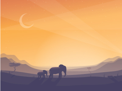Landscape Elephants desert elephant landscape safari sunset