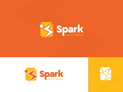 Spark Agency agency brand creative design identity logo minimal orange simple soccer spark yellow
