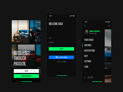 Car Social App [Concept] app black cars concept dark darktheme design design app experiment minimal ui ux visual