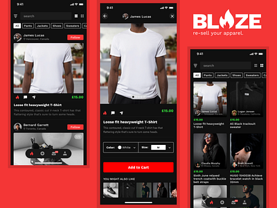 Blaze - Re-sell App app apparel blaze clothes creative design interface product ui ux