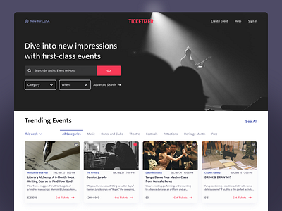 Ticketing Platform Homepage