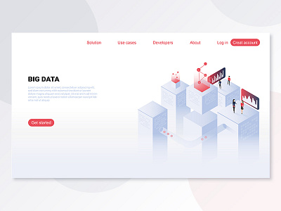 Landing page isometric big data