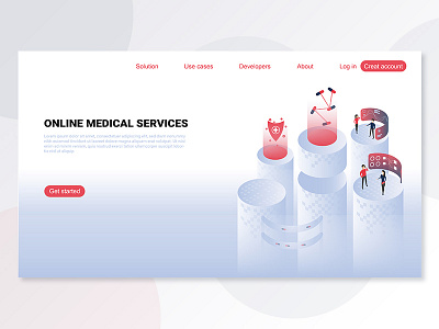 Landing page isometric online medical services