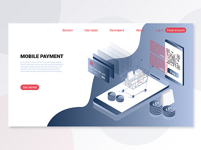 Landing page isometric mobile payment