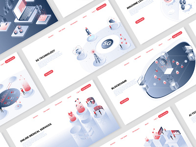 Landing Page Isometric Concept Pack 3d concept editable header home home page illustraion illustrator isometric kit landing landing page pack package page slider template vector visual design web design
