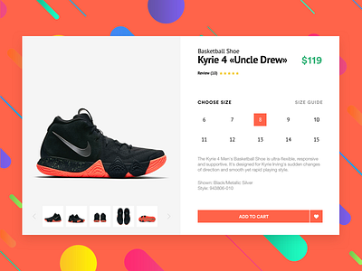 Nike Product Detail UI basketball clean colorful design interface nike product shoes sport store ui ux web white
