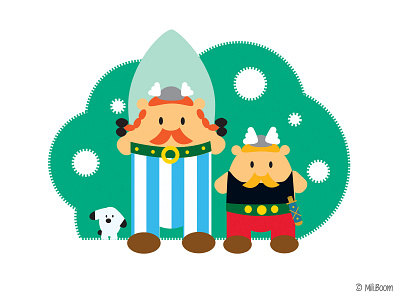 Asterix & Obelix & Idefix characters humor illustration picto vector