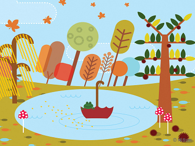 Autumn Landscape child illustration picto vector