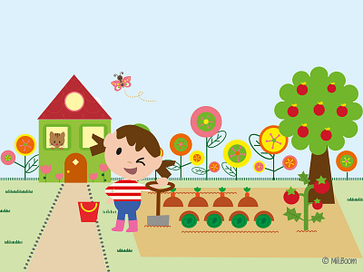 In my vegetal garden child illustration picto vector