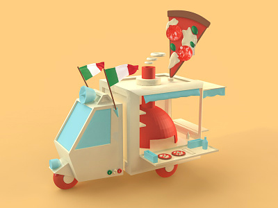 Food Truck of the World - Italy editorial food icon illustration italia italy mobile naples napoli pizza street track