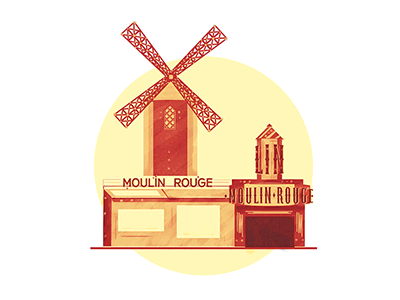 M.Rouge editorial icon illustration in moulin progress rouge web wip work