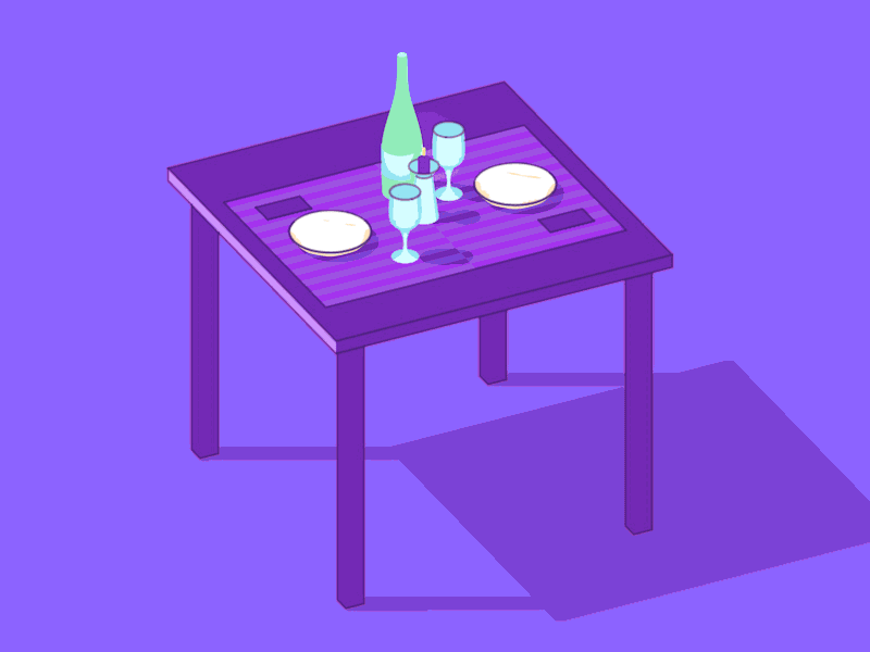 Dinner for two 3d animation app icon motion romantic ux web